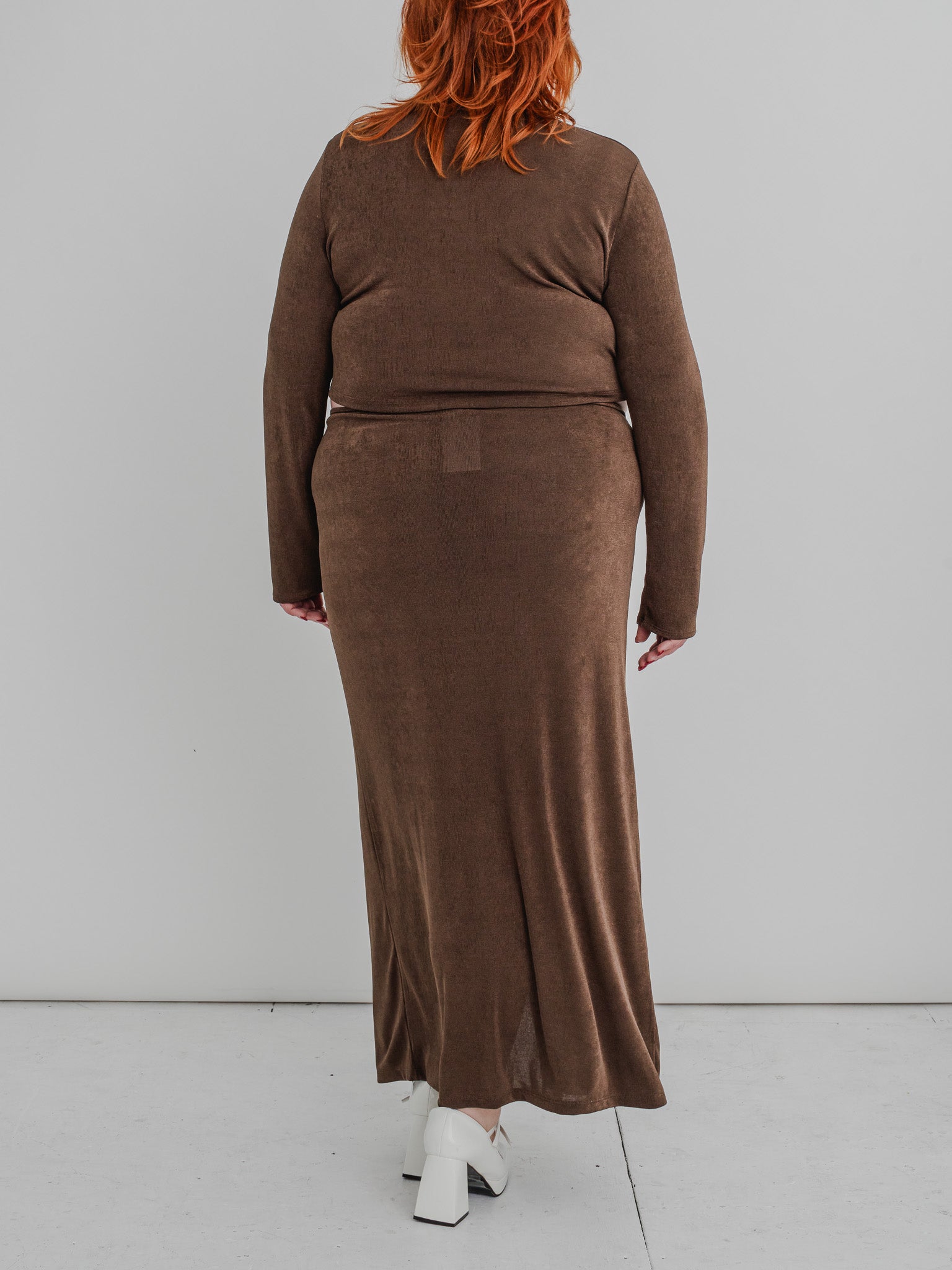 NLT - Brown Front Slit Midi Skirt