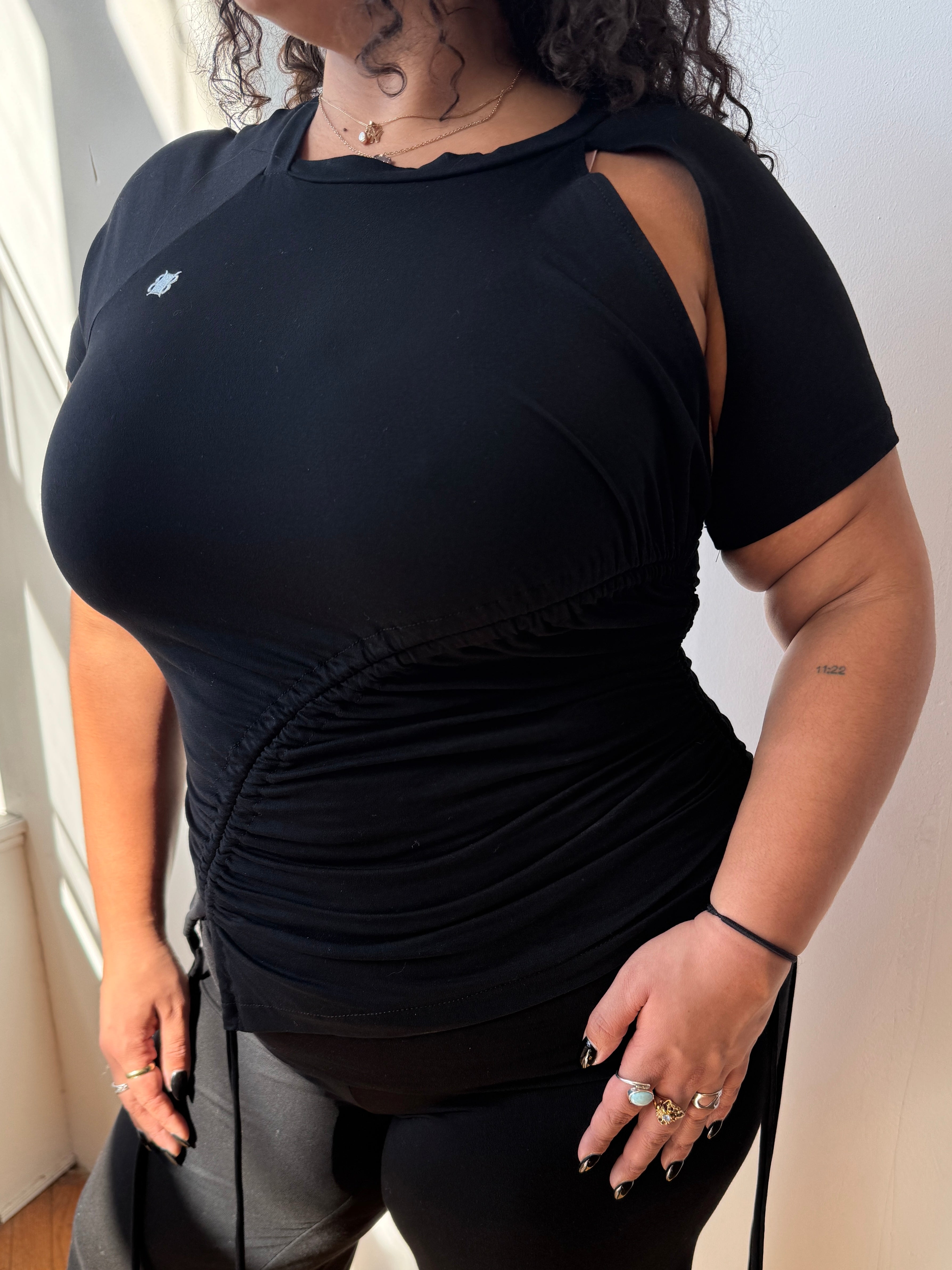 Karla Laidlaw - Ruched Short Sleeve - Black (XL-3X)