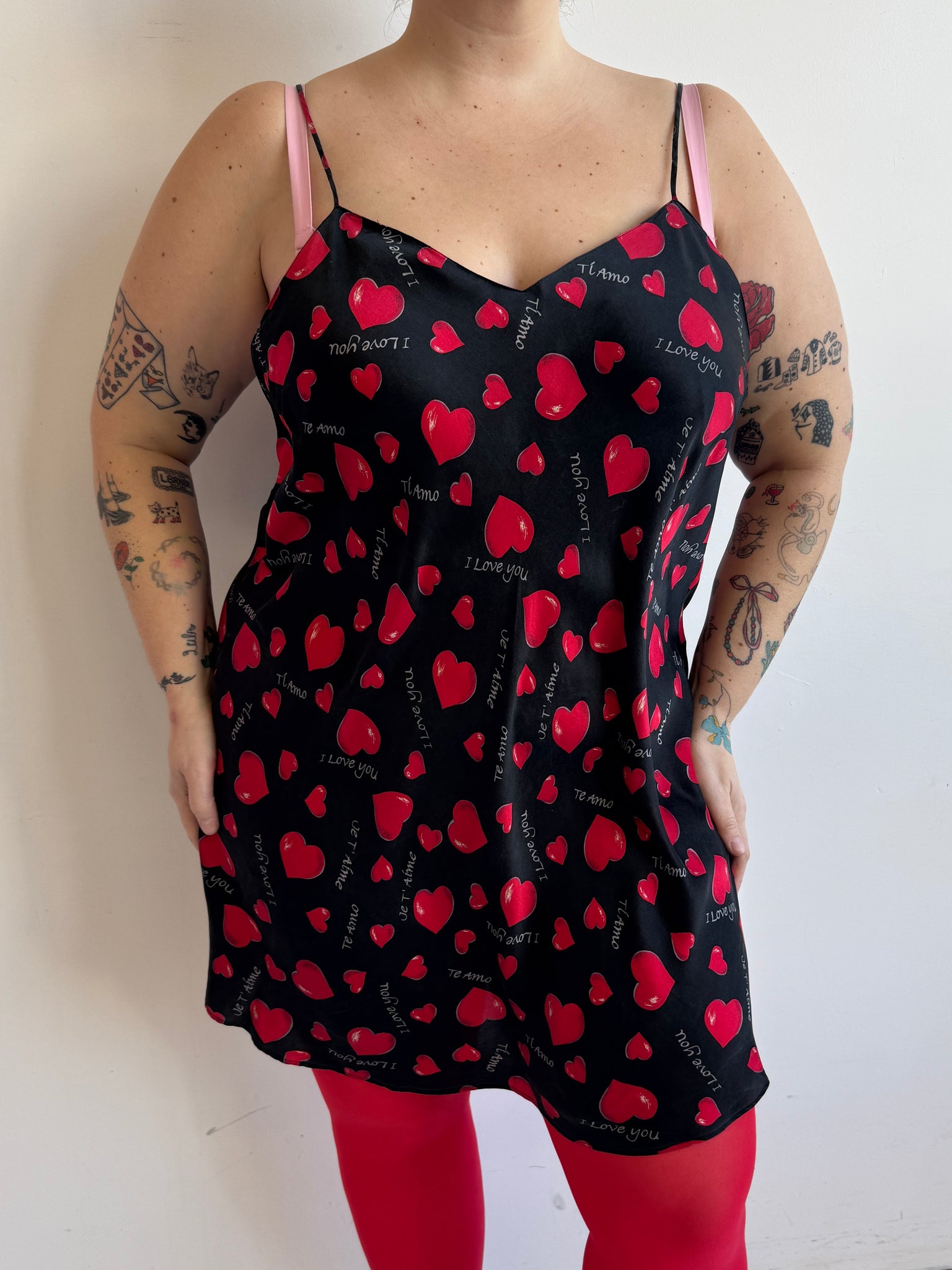 Vintage - Silk Te Amo Heart Slip Dress (2X)