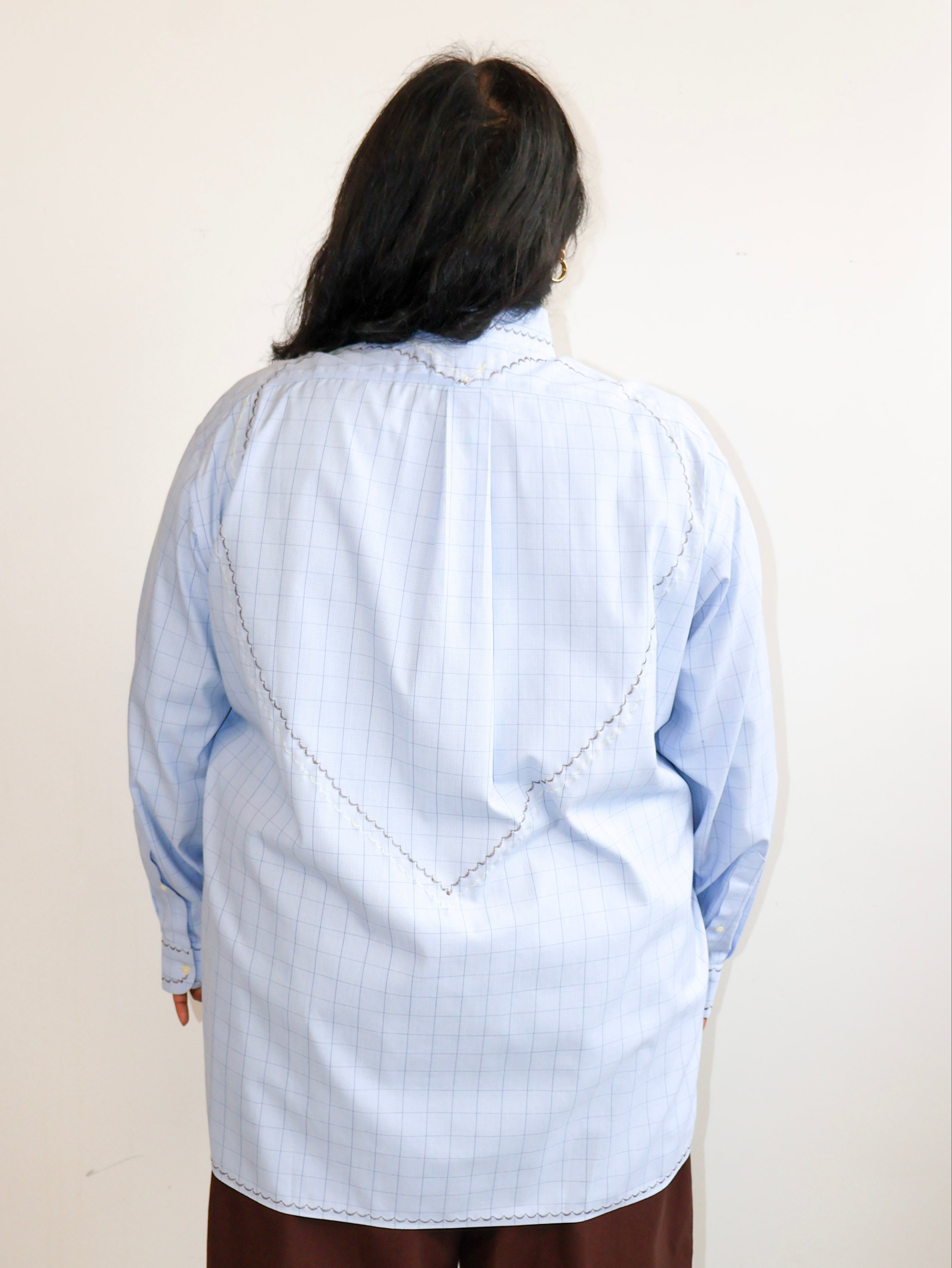 Cute Tender Memory x BRZ - Blue Plaid Yellow Bear Shirt (2X/3X)