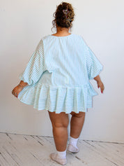 makmak - Green Striped Ruffle Top (1X-5X)
