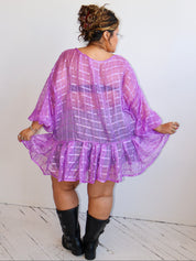 makmak - Sheer Purple Ruffle Top (1X-5X)