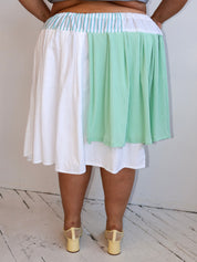 makmak - Green Striped Ruffle Skirt (1X - 5X)