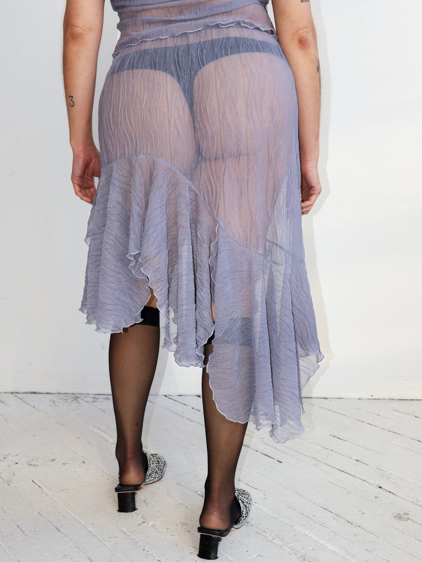 Ester Manas - Asymmetrical Skirt - Grey Mesh (XL-4X)