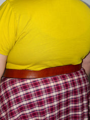 Lazy Sundays Home - Leather Tan Belt with Marble Stone Buckle (46-52")