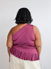 HADIYAH HUSSAIN -  Pleated Ruched Top in Plum