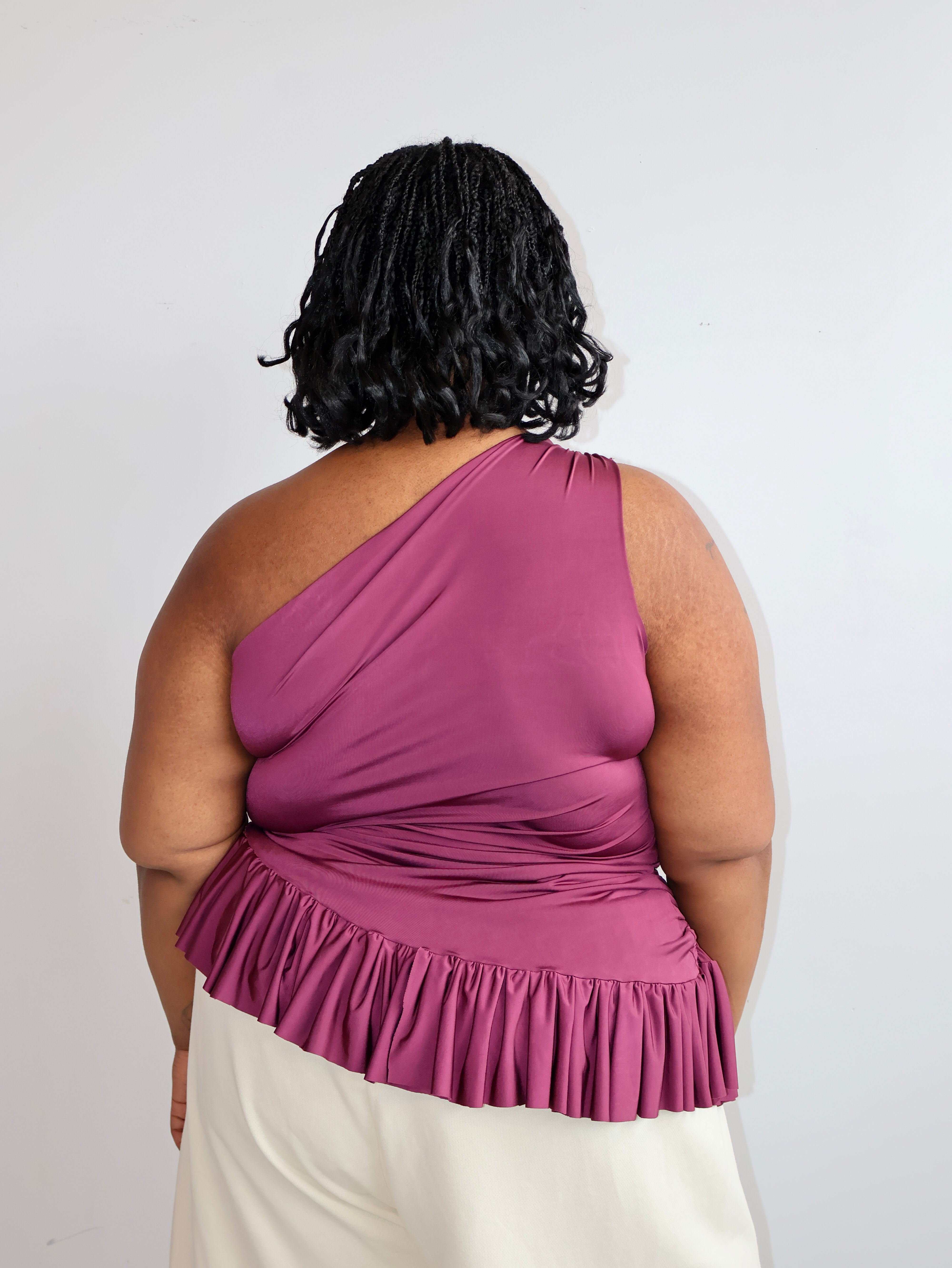 HADIYAH HUSSAIN -  Pleated Ruched Top in Plum