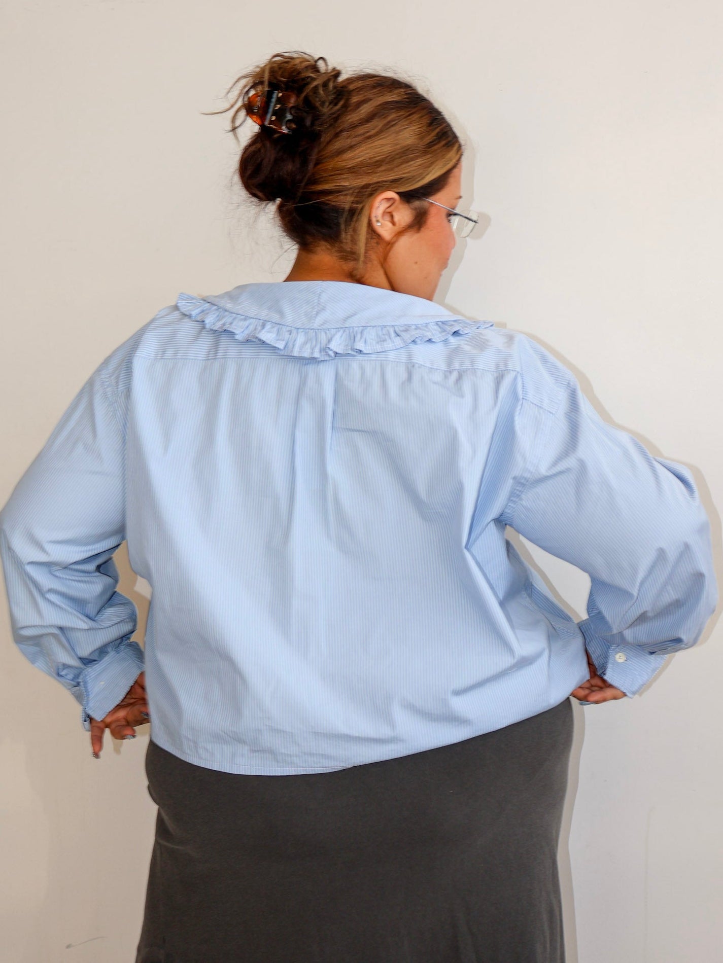 Grandpa's Shirts - Blue Ruffle Collar Shirt (3X/4X)