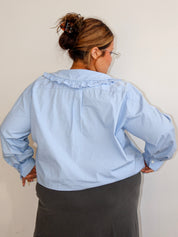 Grandpa's Shirts - Blue Ruffle Collar Shirt (3X/4X)