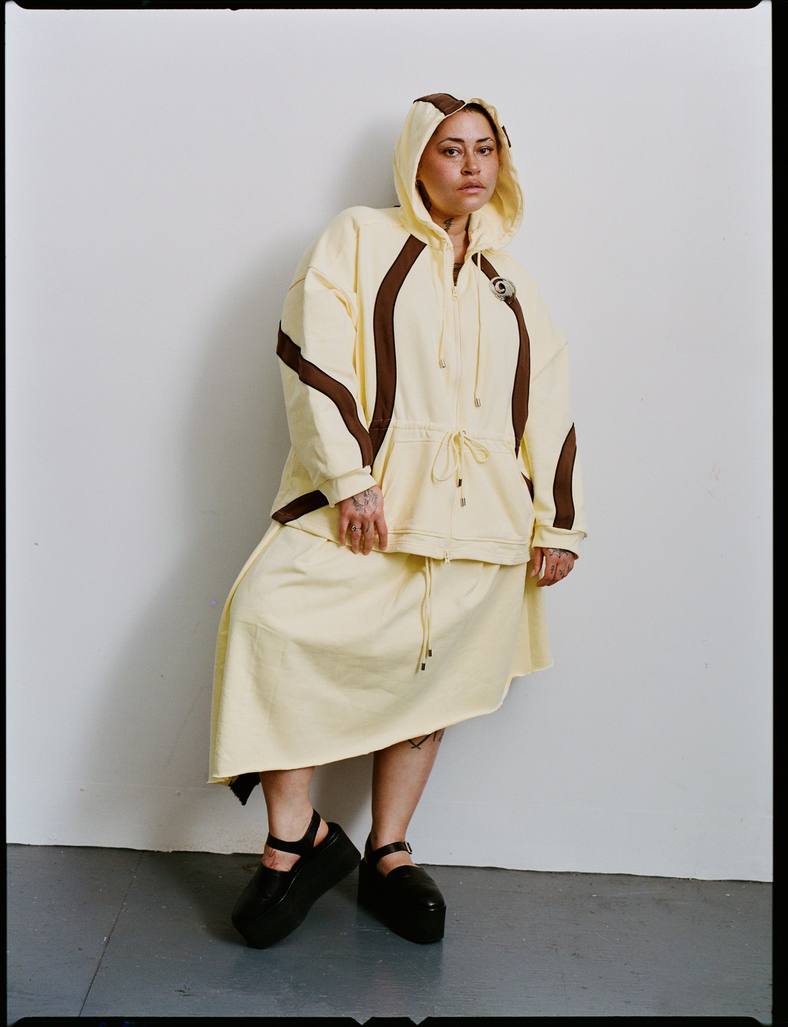 KkCo x BRZ - Organic Pleat Skirt in Lemon (0X-4X)