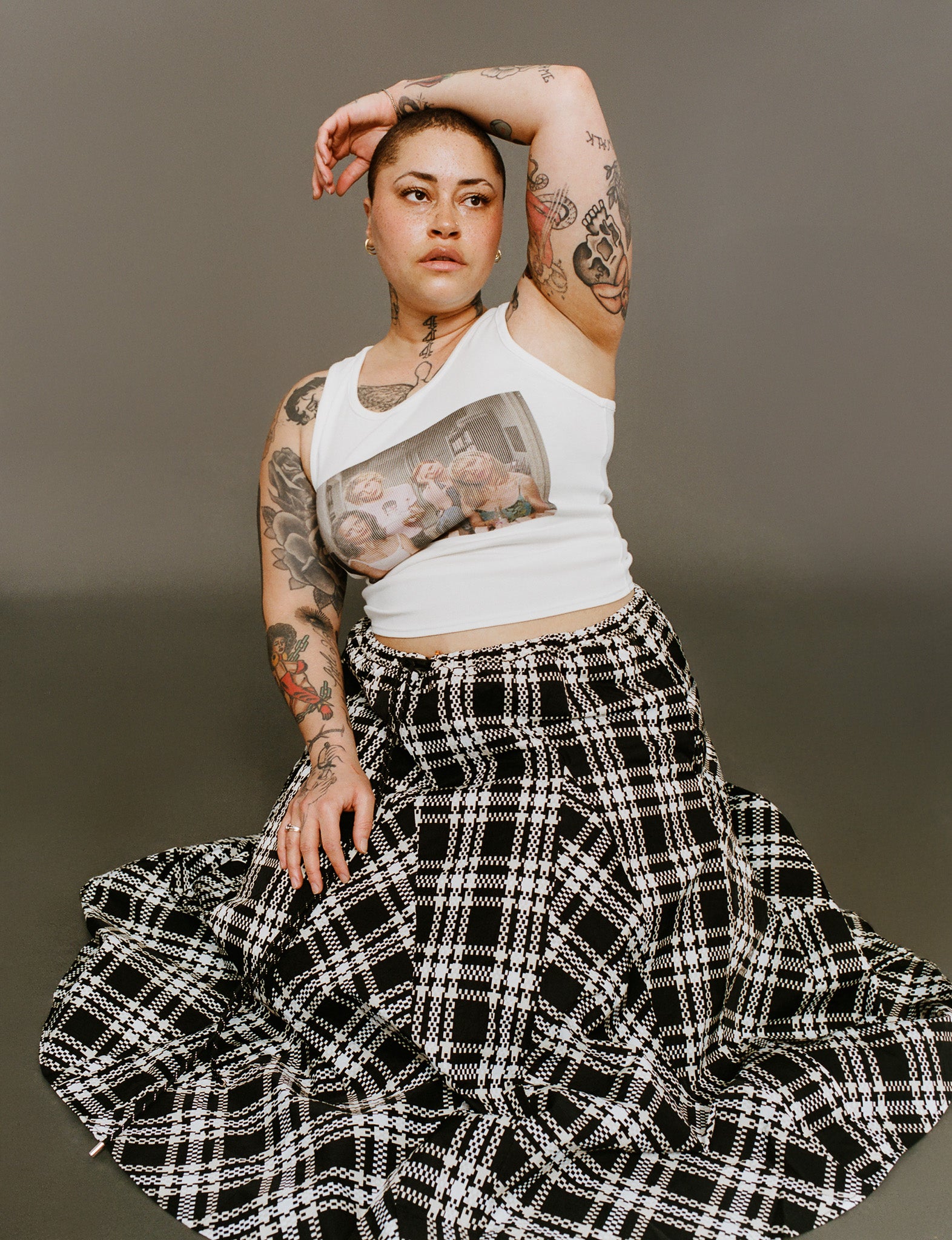KkCo - Plaid Peak Skirt in Black Plaid (0X-4X)