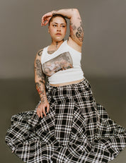 KkCo - Plaid Peak Skirt in Black Plaid (0X-4X)