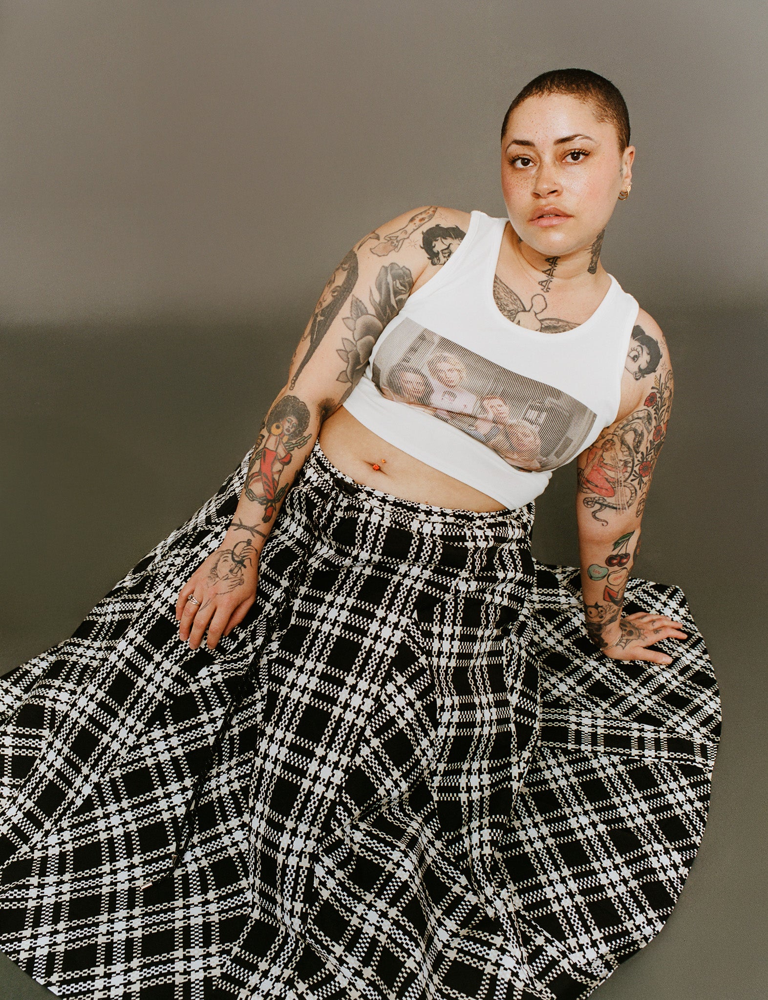 KkCo - Plaid Peak Skirt in Black Plaid (0X-4X)