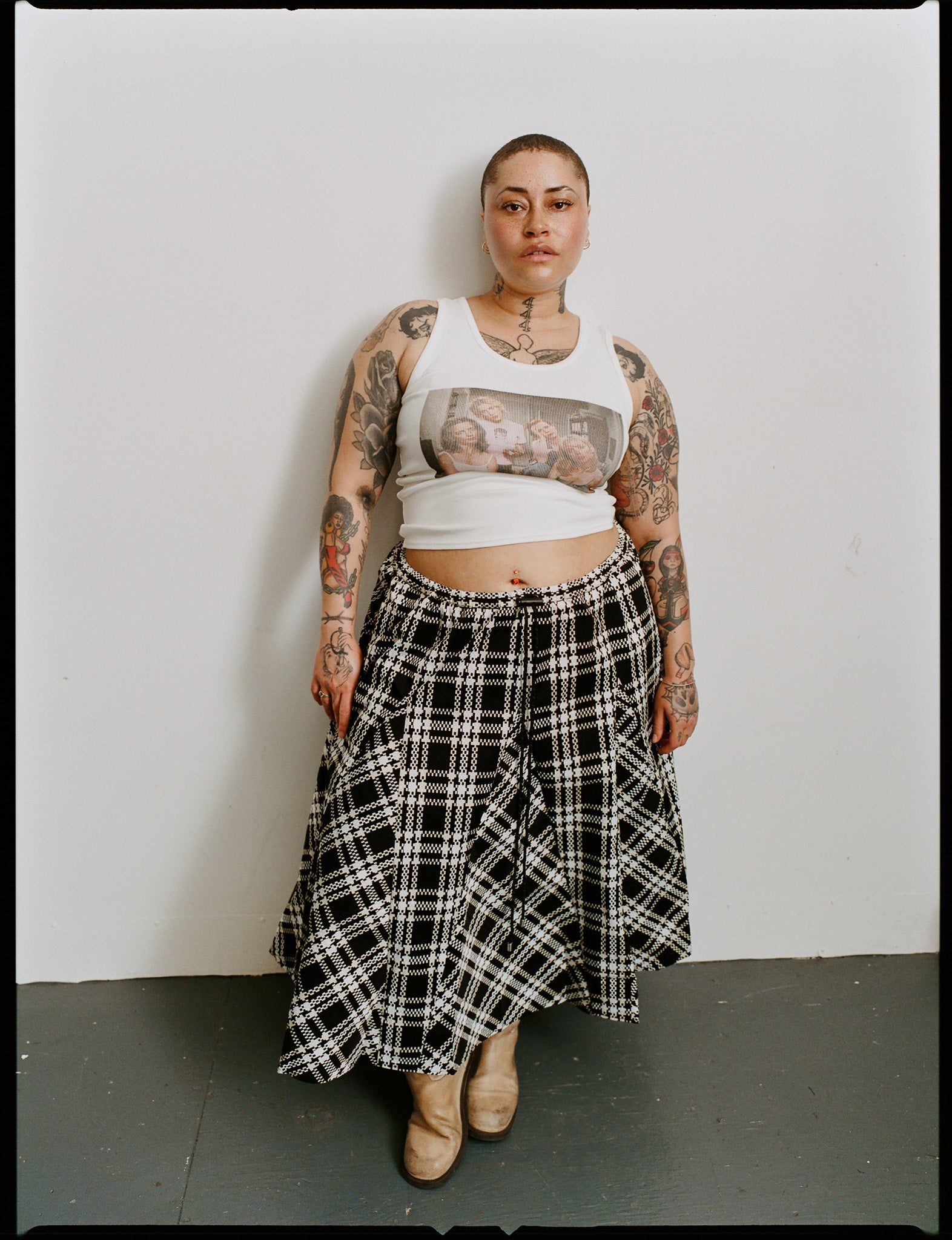 KkCo - Plaid Peak Skirt in Black Plaid (0X-4X)
