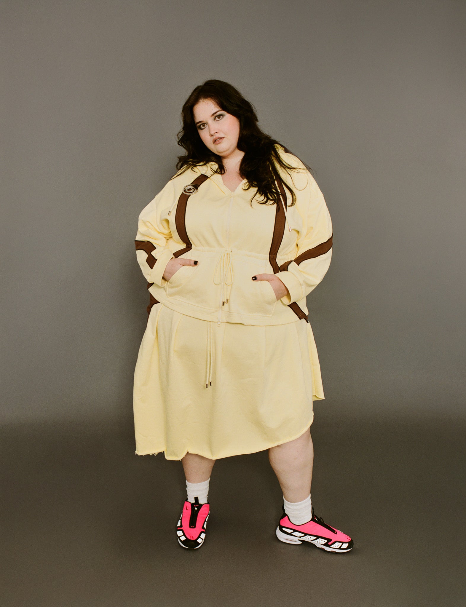 KkCo x BRZ - Organic Pleat Skirt in Lemon (0X-4X)