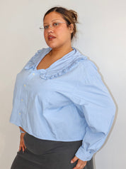 Grandpa's Shirts - Blue Ruffle Collar Shirt (3X/4X)