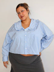 Grandpa's Shirts - Blue Ruffle Collar Shirt (3X/4X)
