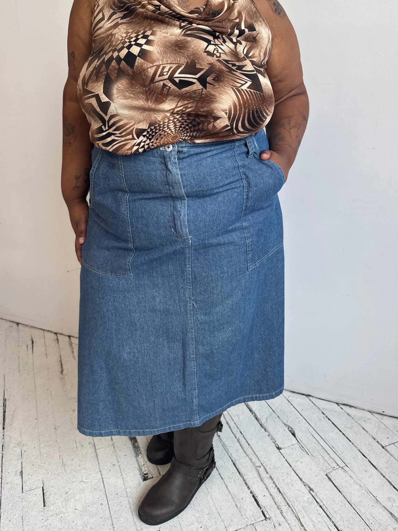 Vintage - Denim Maxi Skirt (2X/3X)