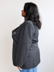 Shop Journal x BRZ - Gray Embellished Blazer (1X/2X)
