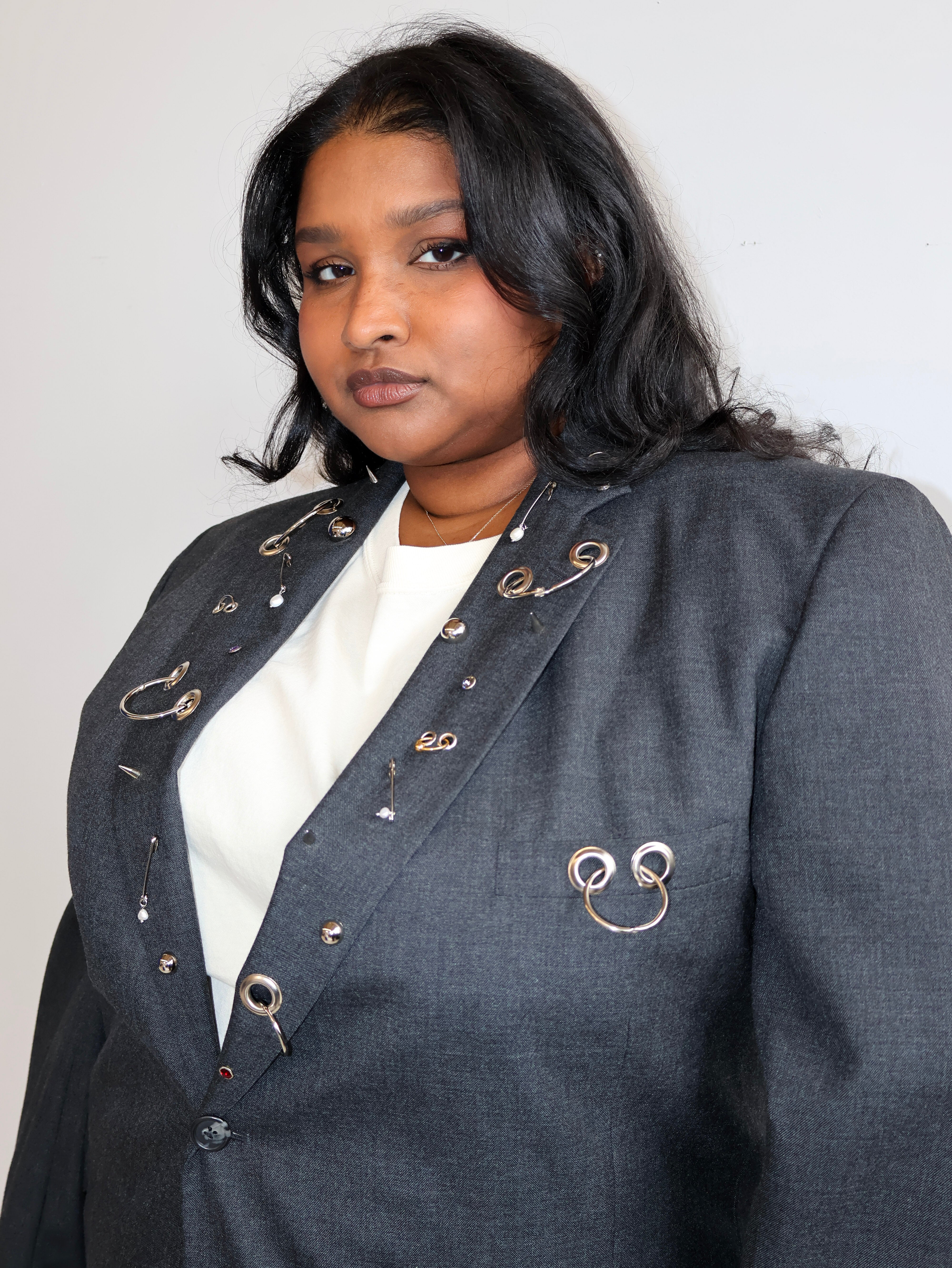 Shop Journal x BRZ - Gray Embellished Blazer (1X/2X)