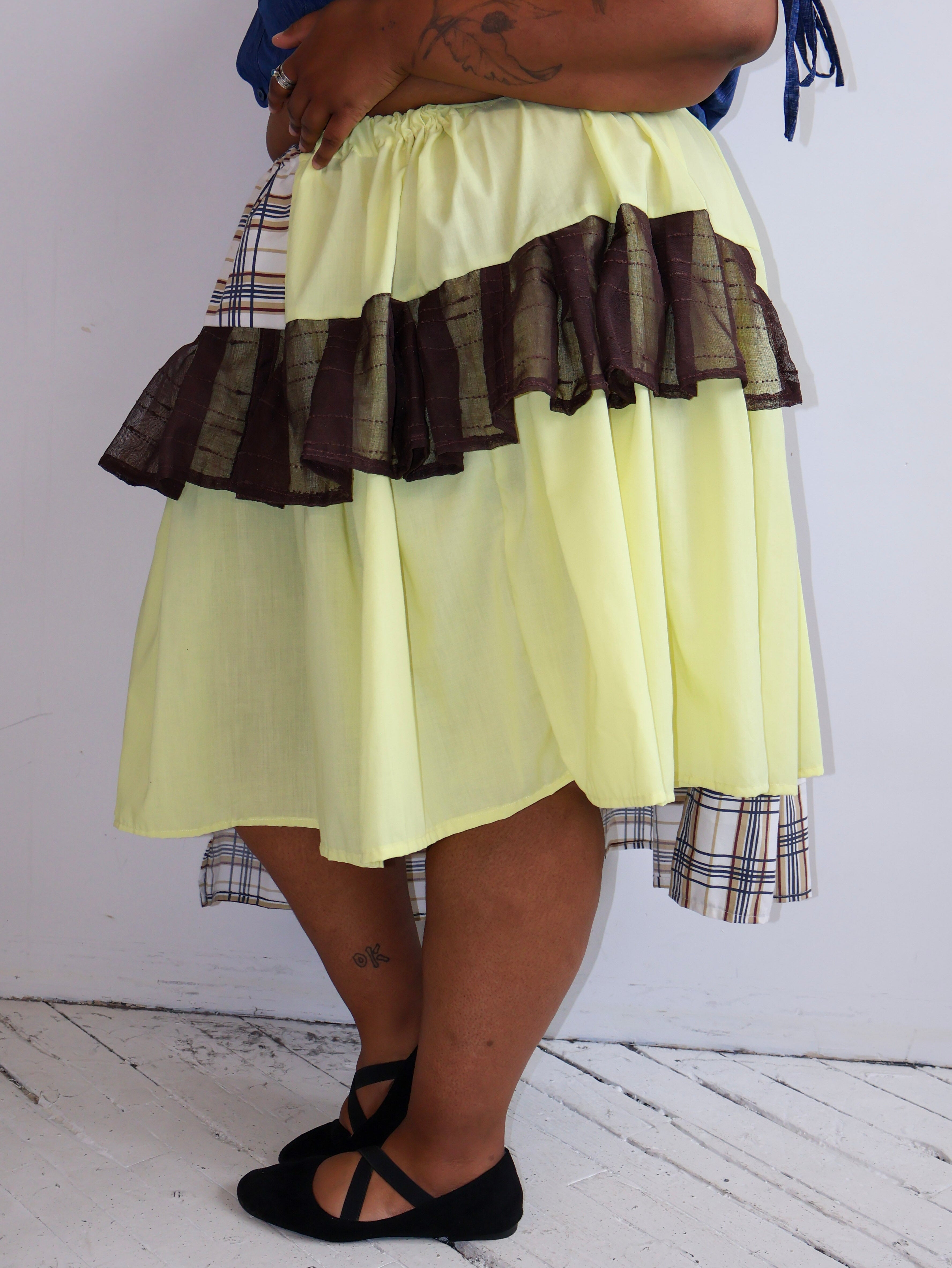 makmak - Brown and Butter Yellow Skirt (XL-5X)