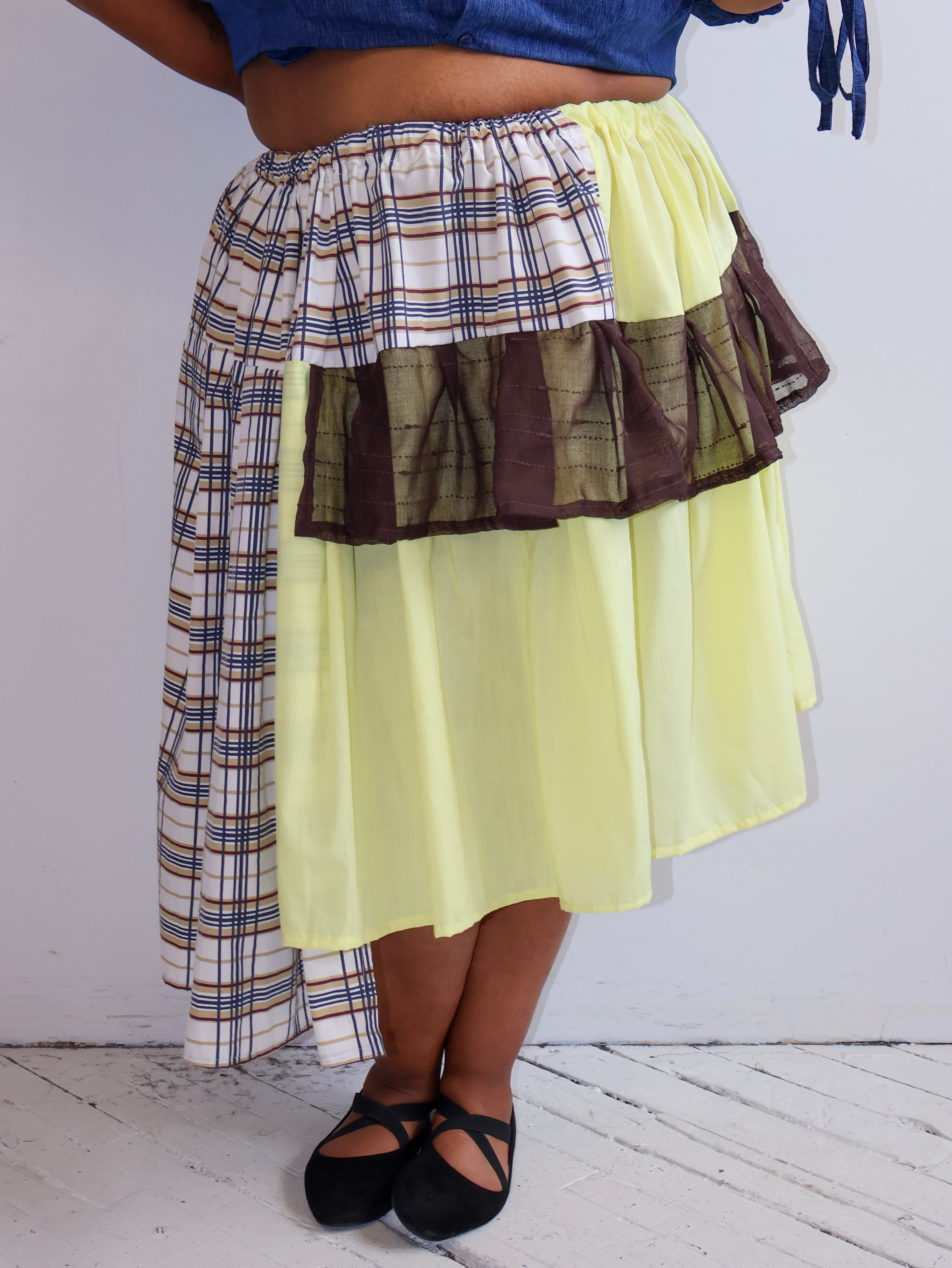 makmak - Brown and Butter Yellow Skirt (XL-5X)