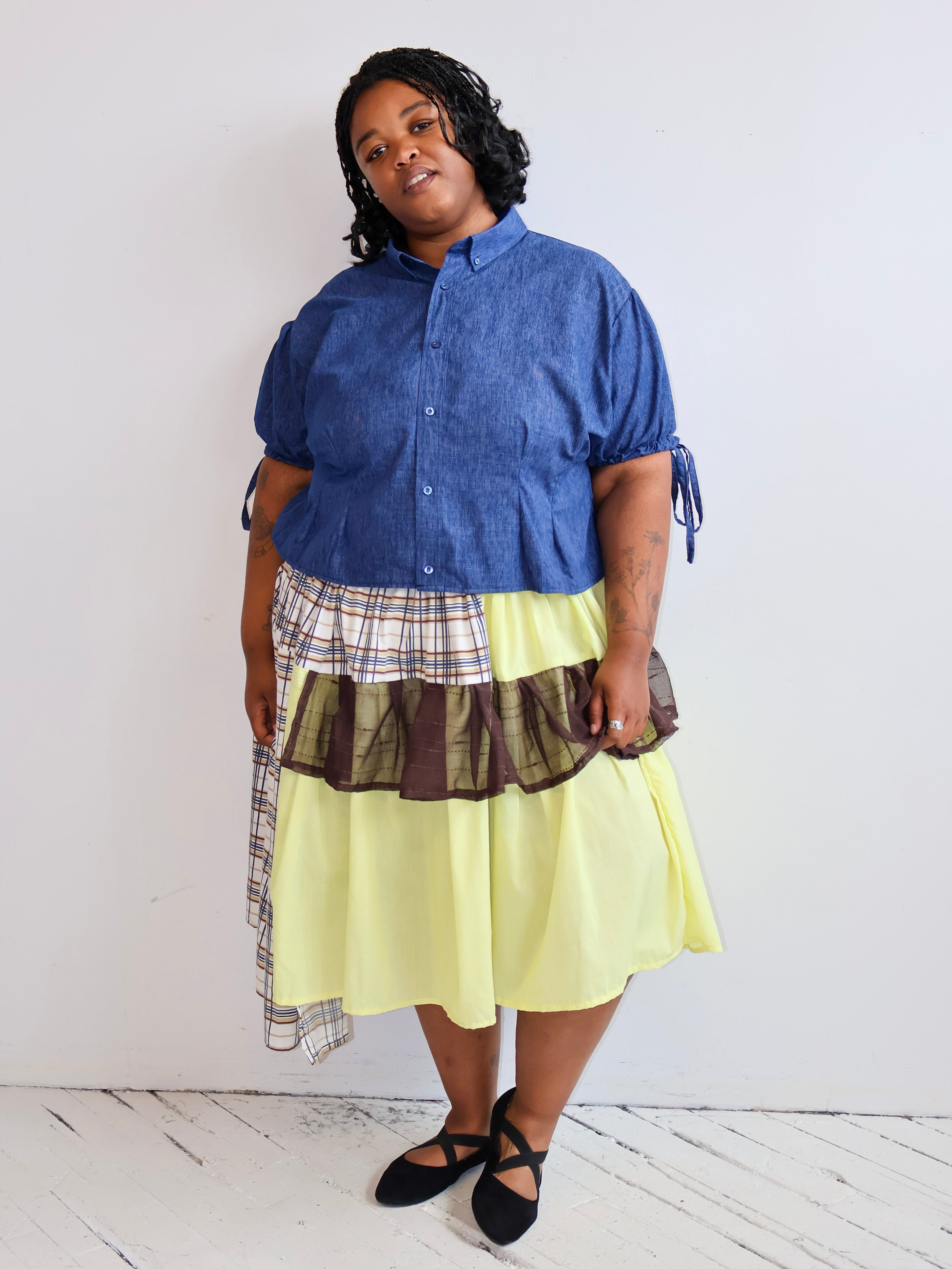 makmak - Brown and Butter Yellow Skirt (XL-5X)