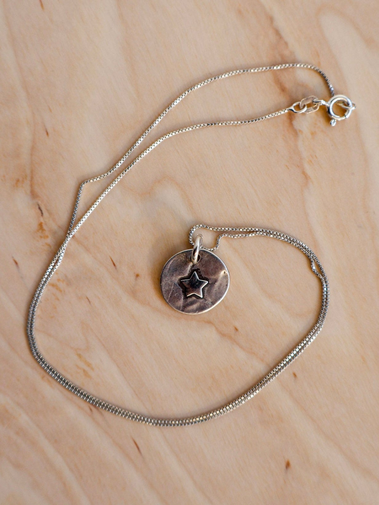 Vintage - Silver Doodle Star Necklace (18”)