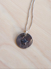 Vintage - Silver Doodle Star Necklace (18”)
