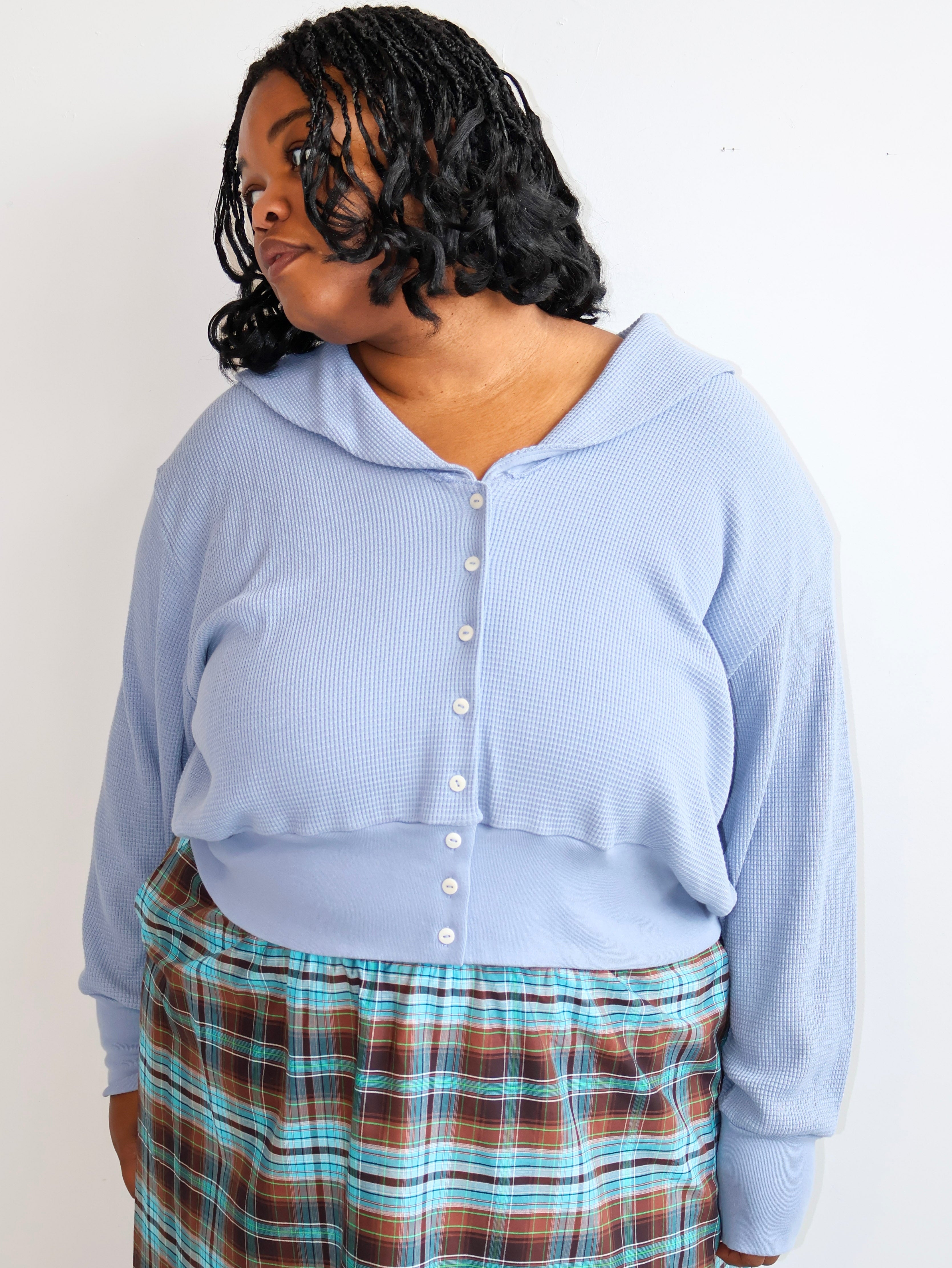 Noble - Blue Waffle Cardigan (XL-3X)