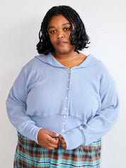 Noble - Blue Waffle Cardigan (XL-3X)
