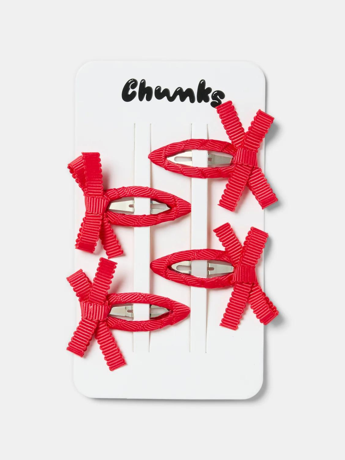 Chunks - Mini Bow Snap Clips in Red