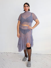 Ester Manas - Asymmetrical Skirt - Grey Mesh (XL-4X)