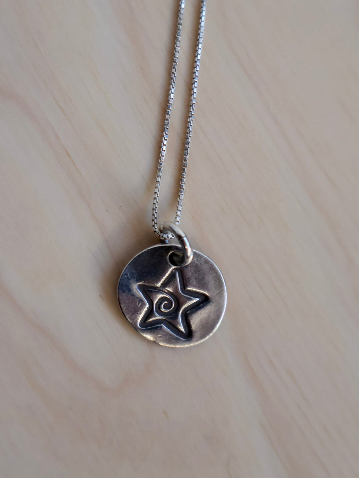 Vintage - Silver Doodle Star Necklace (18”)