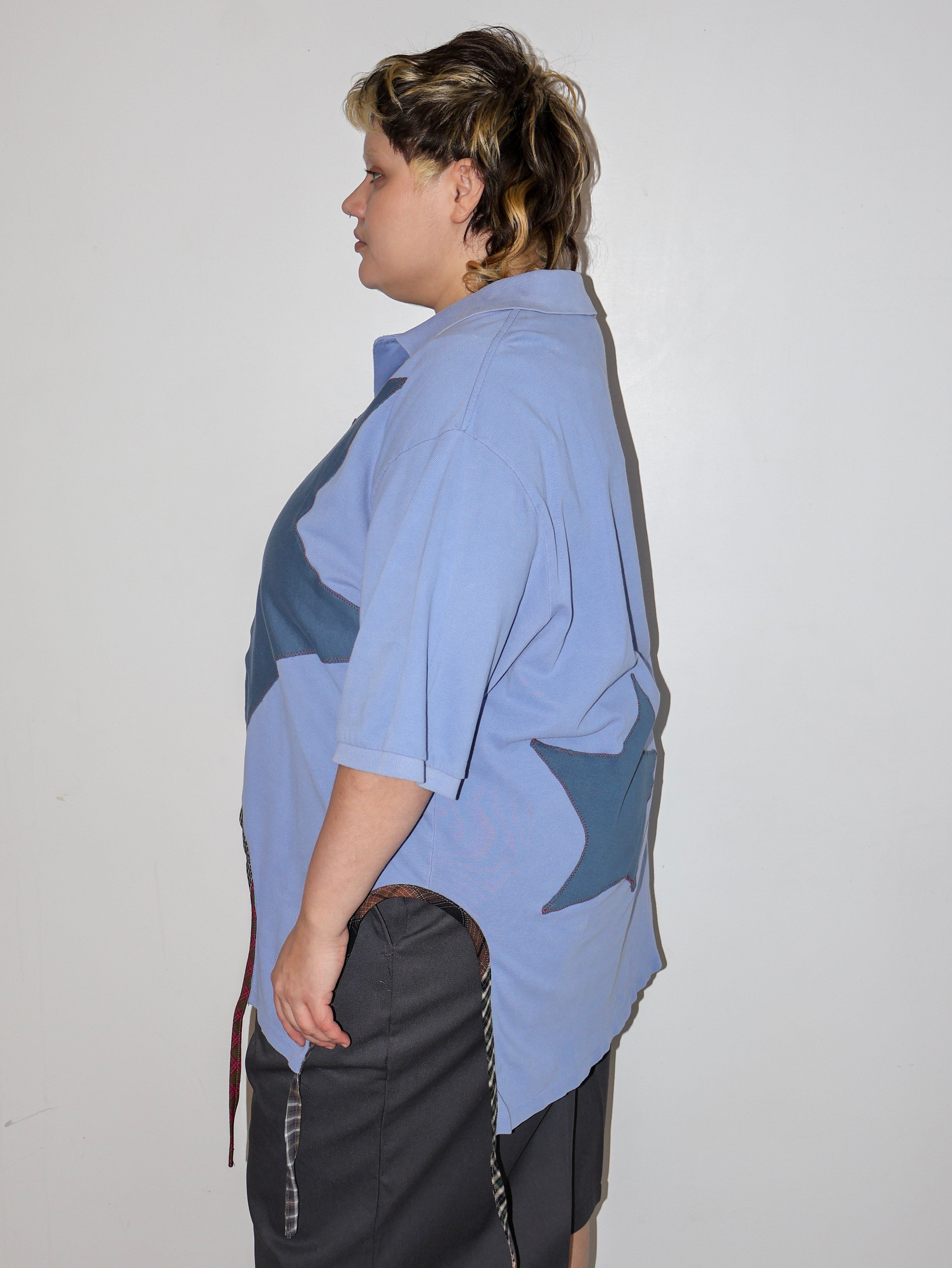 Tiberi x BRZ - Blue Polo Top (2X/3X)