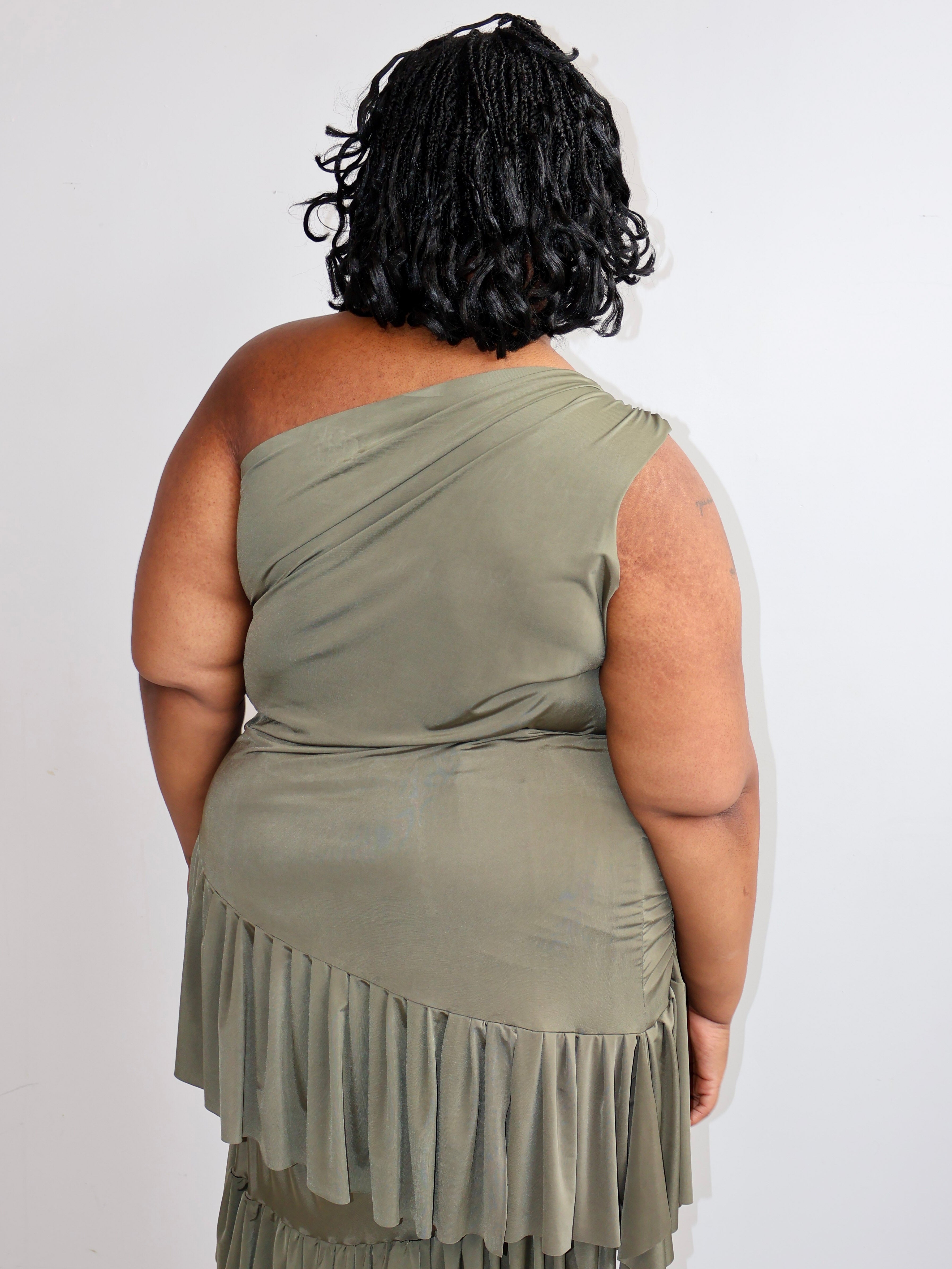 HADIYAH HUSSAIN - Pleated Ruched Top in Olive