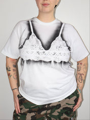 Kenza Iatrides - Flower Bra T-Shirt in White (XL-3X)