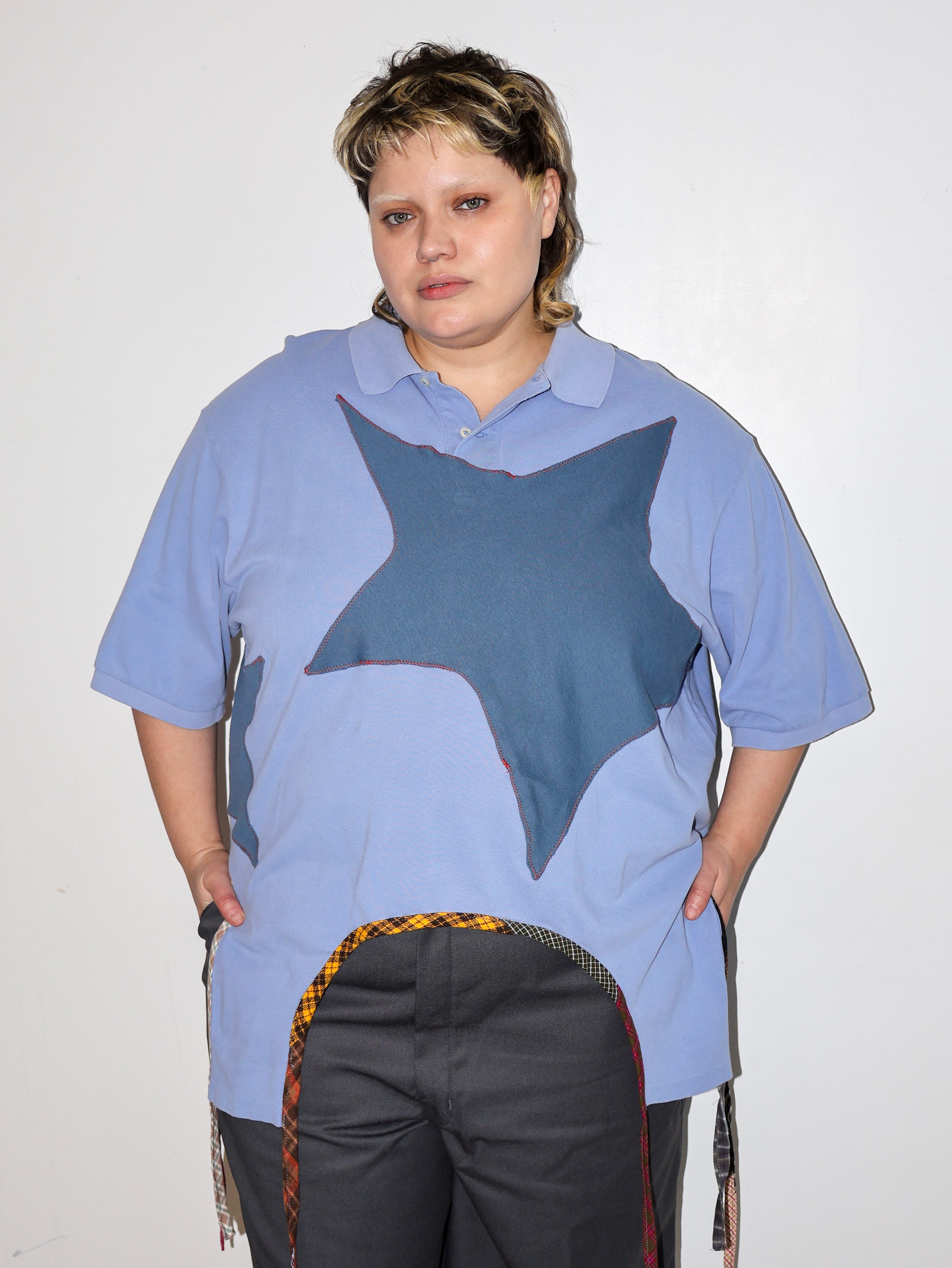 Tiberi x BRZ - Blue Polo Top (2X/3X)