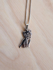 Vintage - Silver Cat Necklace (18”)