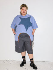 Tiberi x BRZ - Blue Polo Top (2X/3X)