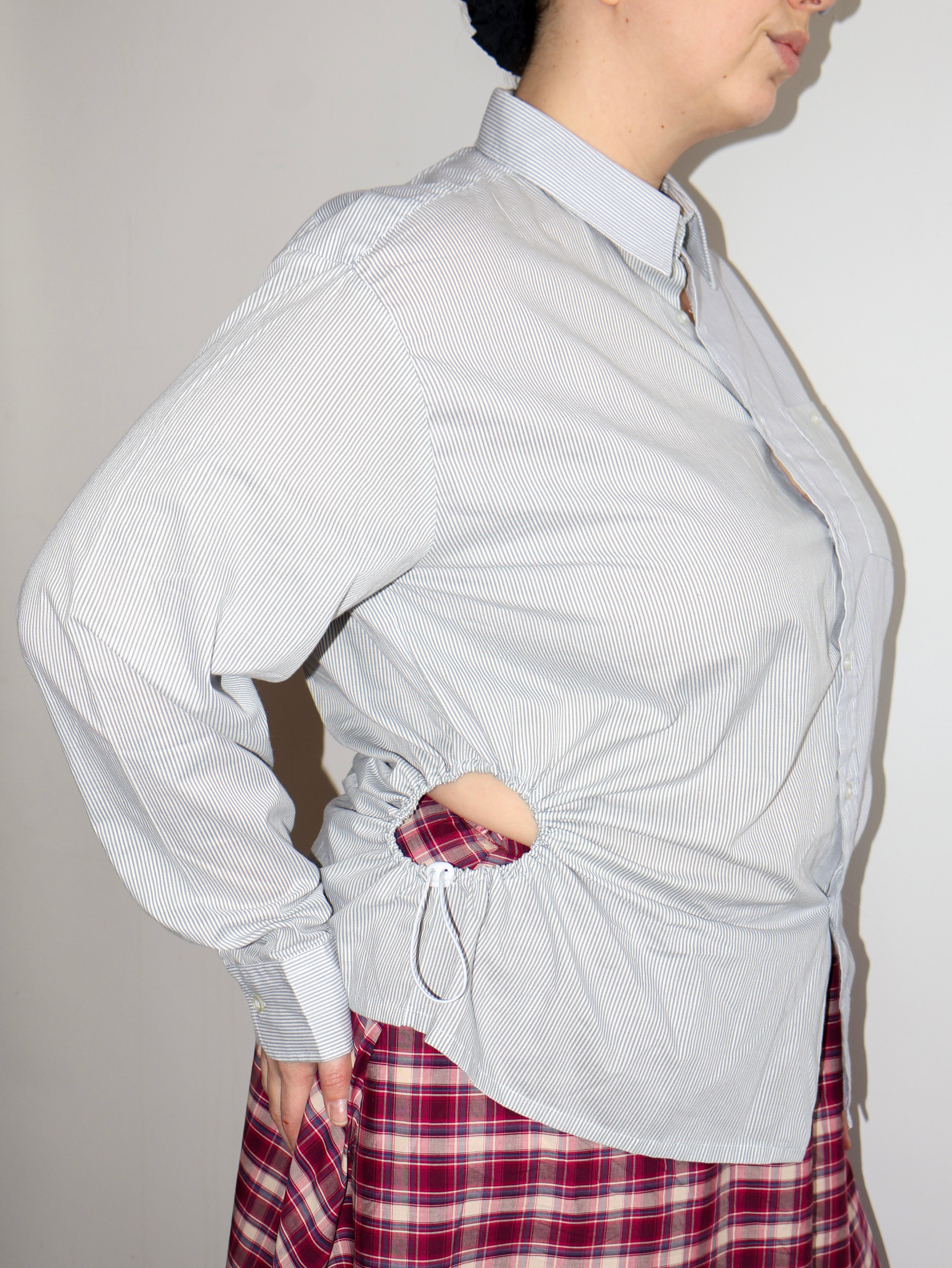 Nena Hansen - Light Grey Stripe Bungee Shirt (1X/2X)