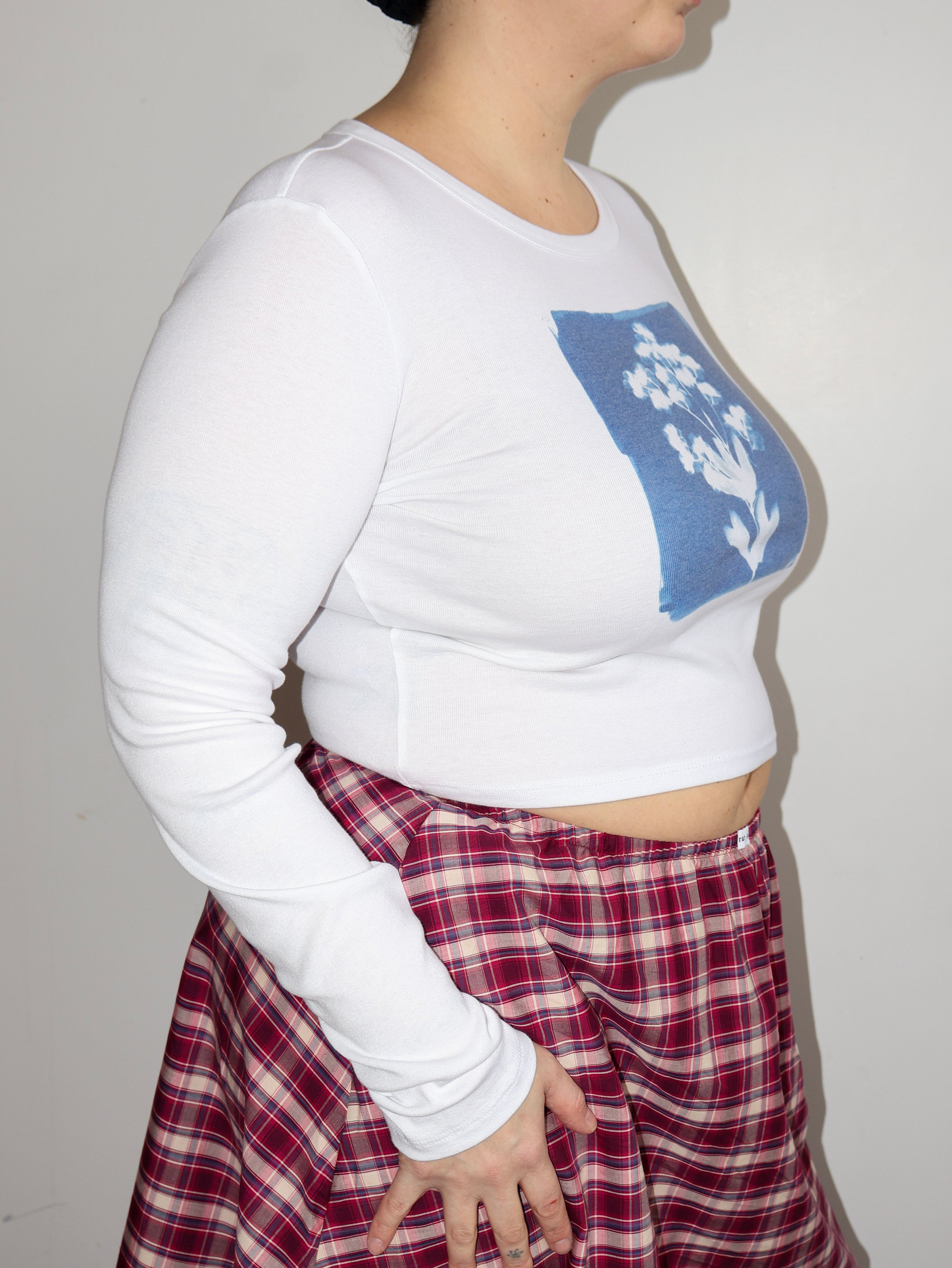 Laila Textiles - Blue Flower Long Sleeve T-Shirt (L-2X)