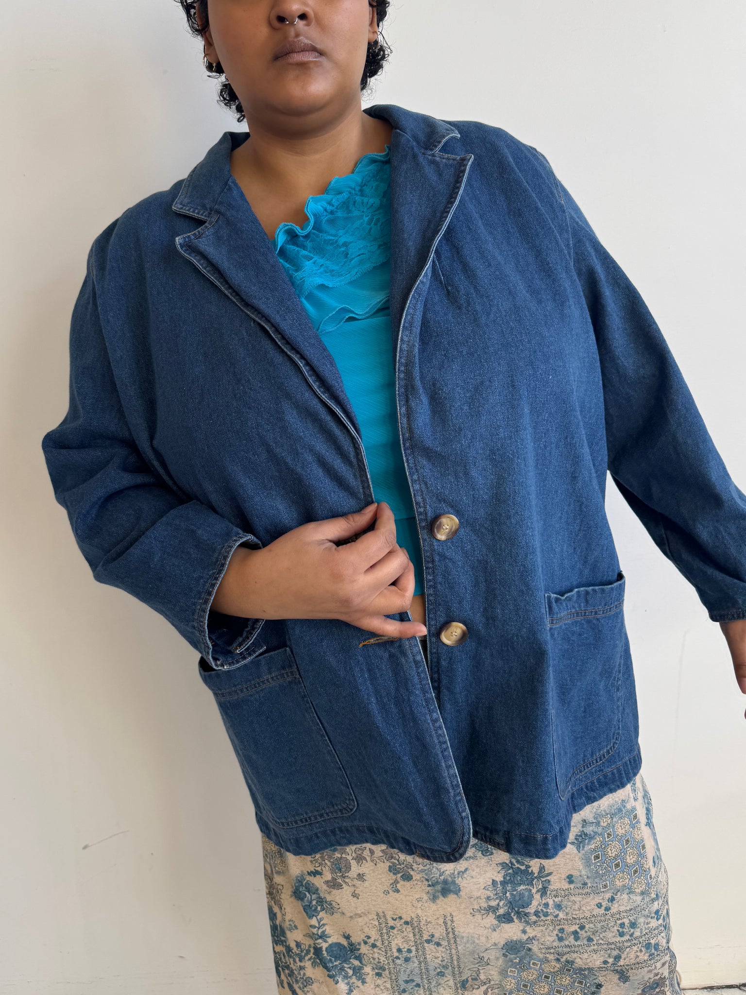 Vintage - Cotton Denim Blazer (2X)