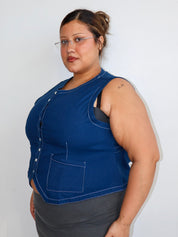 Noble - Navy Flared Vest (XL-3X)