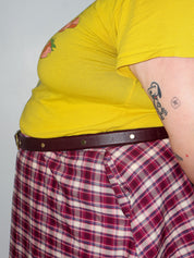 Lazy Sundays Home - Plum Leather Belt with Studs (52-54")