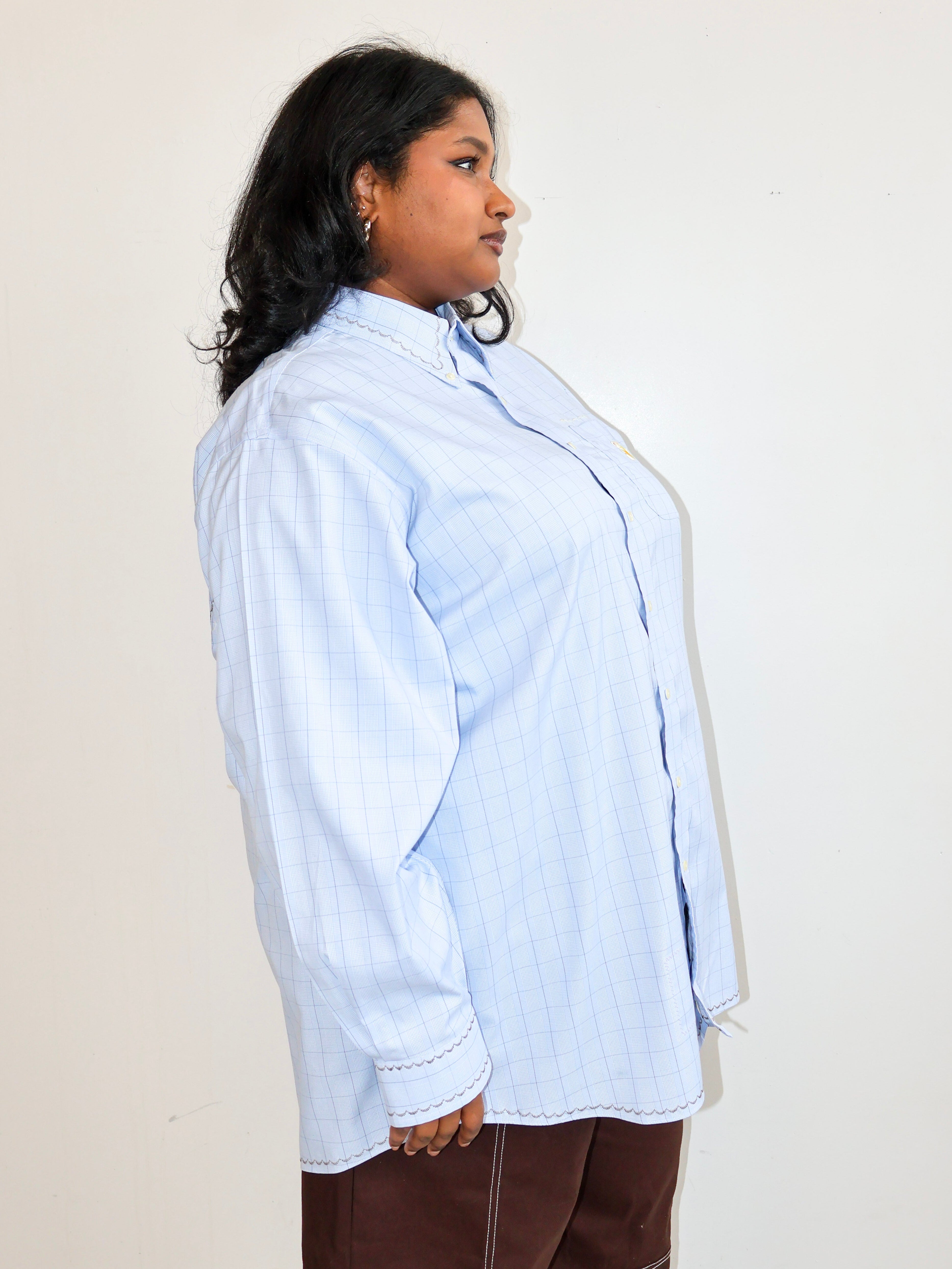 Cute Tender Memory x BRZ - Blue Plaid Yellow Bear Shirt (2X/3X)