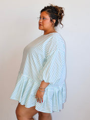 makmak - Green Striped Ruffle Top (1X-5X)