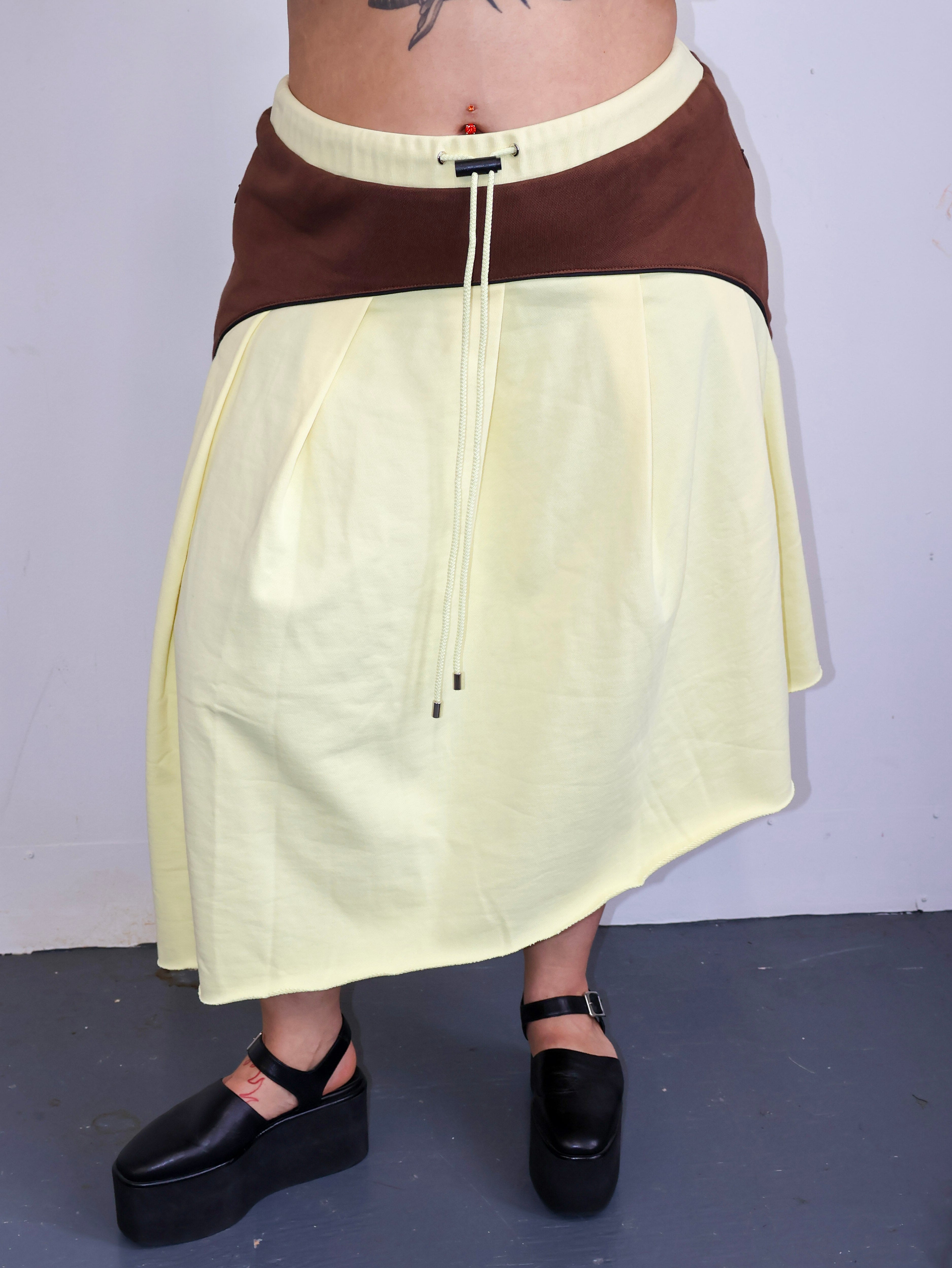 KkCo x BRZ - Organic Pleat Skirt in Lemon (0X-4X)
