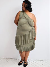 HADIYAH HUSSAIN - Pleated Ruched Top in Olive