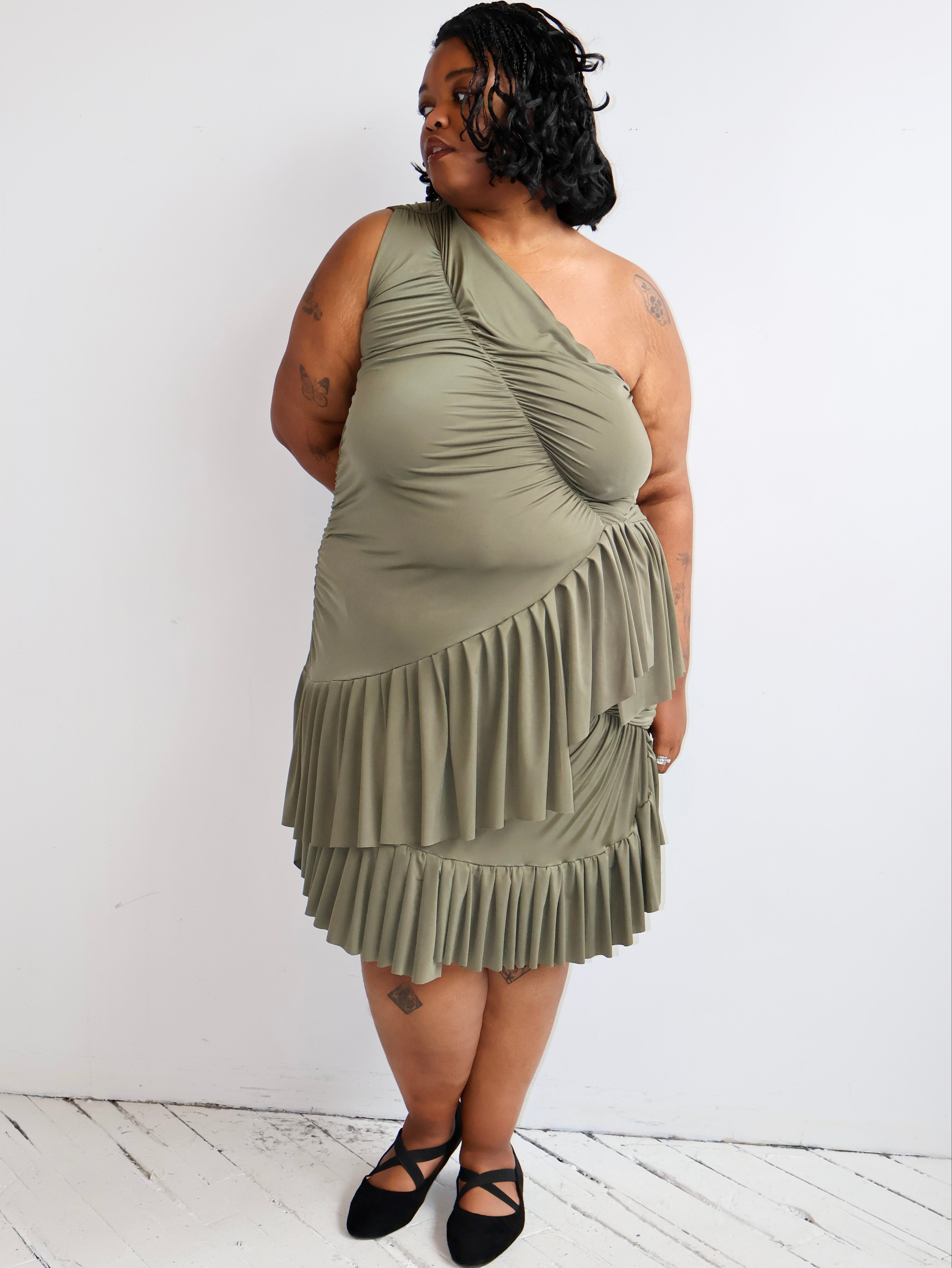 HADIYAH HUSSAIN - Pleated Ruched Top in Olive